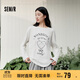 森馬（Semir）長(cháng)袖T恤女秋季oversize印花蝴蝶結2025少女感套頭衫10A525101006