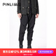 PINLI品立休閑褲男加絨加厚冬季潮男高街男士束腳長(cháng)褲子 黑色 XL
