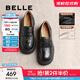 百麗（Belle）歡樂奏jk樂福鞋2025春新商場同款真皮百搭休閑鞋D2P1DAA5 黑色 37 (235mm)
