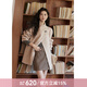 謎秀【綿羊毛+桑蠶絲+兔毛】中長(cháng)款雙面呢大衣女2025冬季新款羊毛外套 淺卡 厚款 M