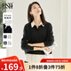 歐莎（OSA）假兩件套頭衛(wèi)衣女襯衫領(lǐng)秋季新款2025年洋氣寬松拼接上衣 黑色 L