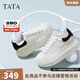 他她（TATA）小白鞋2025秋季新款奶油泡泡厚底女鞋增高松糕鞋板鞋 白/黑 38
