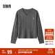 森馬（Semir）森柔毛衫|毛衣女刺繡V領(lǐng)顯瘦寬松2024絞花上衣復古風(fēng)109724107014