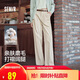 森馬（Semir）休閑褲女純棉打褶闊腿褲腰帶秋復(fù)古磨毛長(zhǎng)褲顯腿長(zhǎng)101524127005A