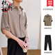 杭潮社襯衫男短袖韓版潮流男裝夏季輕熟風(fēng)痞帥上衣服冰絲高級感襯衣套裝 咖啡色襯衫+西裝褲【兩件套】 L