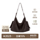 裘真植鞣羊皮逍遙hobo包單肩斜挎包休閑復古大容量通勤包女 咖啡色-大號(偏深)羊皮 預售6天