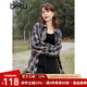 百圖betu女裝春季新款襯衫時(shí)髦翻領(lǐng)寬松復古格紋開(kāi)衫上衣2401T24 深蘭 S