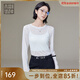 美洋（MEIYANG）透透T 蘭精天絲輕薄透視感打底疊穿圓領(lǐng)短袖時(shí)尚氣質(zhì)短袖T恤上衣 白色（長(cháng)袖版） M