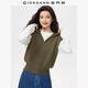 佐丹奴連帽針織衫女春季新款拉鏈針織馬甲疊穿針織背心女13355751 51卡其綠 XL