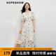紅袖【落櫻繽紛】甜美連衣裙夏季2024新款女裝收腰顯瘦仙女氣質(zhì)碎花裙 米底紅花650 M