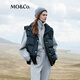 MO&Co.羽絨服90絨馬甲冬季學(xué)院風(fēng)刺繡徽章高蓬松高領(lǐng)廓形輕暖摩安珂 黑色 S /160