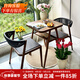 紫葉陽(yáng)臺休閑桌椅三件套小戶(hù)型現代簡(jiǎn)約一桌兩椅網(wǎng)紅藤椅可收納桌椅 【木紋棕】1方桌+2椅 鋁合金