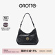 GROTTO個(gè)樂(lè )經(jīng)典迷你hobo植鞣綿羊皮輕便單肩斜挎小軟包禮物 經(jīng)典黑（金標MINI） MINI