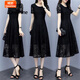 婍妡（Qeeshine）連衣裙女蕾絲連衣裙遮肚減齡顯瘦夏裝新款女裝200斤氣質(zhì)長(cháng)裙 黑色 XL 【115-130斤】