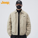 JEEP吉普羽絨服男冬季短款保暖翻領(lǐng)外套男士休閑衣服男裝 米色 XL