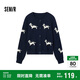 森馬（Semir）針織開(kāi)衫女短款圓領(lǐng)正肩顯瘦2024冬趣味小狗提花上衣109724106004
