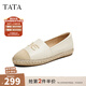 他她（TATA）2024秋時(shí)尚簡(jiǎn)約休閑風(fēng)平跟圓頭女鞋單鞋DWCL1BA4 米白/杏 39