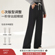 香影闊腿褲女衛褲加絨褲子秋冬季2025新款長(cháng)褲灰色高腰直筒休閑褲 黑色 M