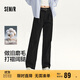 森馬（Semir）休閑褲女做舊寬松闊腿褲通勤秋磨毛打褶長(cháng)褲腰帶101524127005B