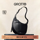 GROTTO個(gè)樂(lè )25年新款小牛皮雙月hobo通勤包單肩腋下軟包禮物 經(jīng)典黑/亮銀 M