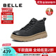 百麗（Belle）復古擦色休閑鞋男牛皮厚底高幫板鞋加絨A1332DD3預售 黑色絨里 42 (260mm)