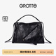 個(gè)樂(lè )翻領(lǐng)包真皮大容量通勤小眾機車(chē)風(fēng)手提單肩斜挎包禮物 經(jīng)典黑(牛皮)  L