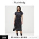 Marisfrolg【新能量黑裙】瑪絲菲爾夏季圓領(lǐng)捏褶收腰修身黑色連衣裙女 花色 M