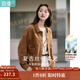 茵曼（INMAN）2025秋冬女裝新款純色翻領(lǐng)口袋單排扣百搭短外套上衣 濃咖啡 M