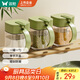 雙槍?zhuān)⊿uncha）調(diào)料盒套裝玻璃 廚房調(diào)味罐收納盒防潮鹽罐調(diào)料罐3件套