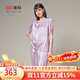 美標（MEIBIAO）送愛(ài)人禮物短袖真絲睡衣女春夏19姆米重磅套裝100%桑蠶絲綢家居服 香氛紫 短袖七分褲套裝 L (165/88A)