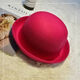 比肆羊中老年人帽子女秋冬季女士毛呢盆帽加厚中年媽媽漁夫帽奶奶帽 圓頂-紅色 均碼55-58cm防風(fēng)繩