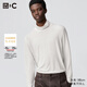 優(yōu)衣庫男裝HEATTECH EXTRA WARM混紡兩翻領(lǐng)T恤9分袖 9%羊絨481442 30 淺米色 L /175/100