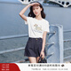 香影白色正肩短袖t恤女2025夏季新款卡通刺繡小個(gè)子休閑小狗上衣 白色 L 165/88A/110-125斤