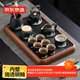 京東京造茶具整套 套裝功夫茶盤(pán)茶臺煮茶壺黑陶手繪提梁壺 14件家用茶具