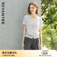 顏域假兩件針織開衫女夏裝2025新款蕾絲花邊薄款設(shè)計(jì)感獨(dú)特上衣女 灰色 XL
