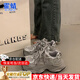 霍蜻松糕厚底老爹鞋女小個(gè)子增高2025春夏新款網(wǎng)面透氣休閑運動(dòng)鞋子女 銀色 37