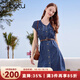 百圖betu女裝2025夏季新款連衣裙輕薄丹寧面料送腰帶顯瘦裙子2504T91 牛仔色 M