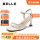 百麗優(yōu)雅一字帶涼鞋女25夏新商場(chǎng)同款涼鞋E2X1DBL5 米白 36