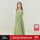 范思藍恩23FS11245 桃心領(lǐng)連衣裙女春秋裝新款法式撞色拼接裙子 綠色 S