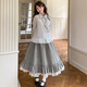 森女部落學(xué)院風(fēng)高腰A字半身裙女2025新款秋季蕾絲拼接設計感長(cháng)裙 灰色半身裙 S 模特碼