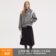 fano studios范洛Fano 棒球服外套女秋季復(fù)古學(xué)院風(fēng)刺繡減齡毛呢料設(shè)計感上衣 花灰色 XS