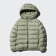 優(yōu)衣庫童裝男童女童高級輕型羽絨連帽外套帽子可拆卸471377 54 綠色 130
