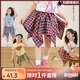 LUSON小O寶童裝寶寶格子裙褲女2025夏季新款休閑女童不規則半身裙