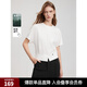 ELLE法式通勤設計感短袖女2025夏季新款開(kāi)叉收腰顯瘦純色上衣T恤 白色 L