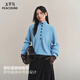 太平鳥(niǎo)女裝針織衫半開(kāi)襟可調節高領(lǐng)套頭冬老錢(qián)風(fēng)毛衣 藍色 L