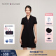 TOMMY HILFIGER【鑲邊V領】夏季女裝氣質休閑通勤顯瘦POLO連衣裙76J5007 黑色BEI XL