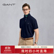 GANT/甘特【100%棉】夏男士休閑時(shí)尚印花logo翻領(lǐng)短袖T恤POLO衫 410藏青色 L