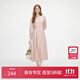 范思藍恩秋季簡(jiǎn)單大方V領(lǐng)連衣裙女秋裝2024新款法式氣質(zhì)收腰裙子連衣裙女 花束粉 M