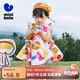 迷你巴拉女童寶寶裙子夏季透氣純棉荷葉邊小飛袖連衣裙