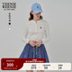 Teenie Weenie小熊女裝長(cháng)袖T恤2025秋季新款半開(kāi)襟溫柔時(shí)尚打底衫 象牙白 M